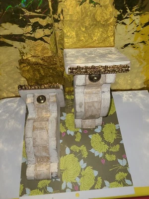 Par de soportes de ménsula de porche Shabby Chic de madera/latón grandes estilo vintage Foto 1 de 4