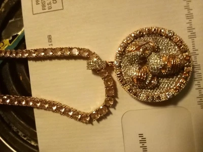 Mossianite Stone Rose Gold Plated 925 Silver Necklace 20"  - Image 1 of 3