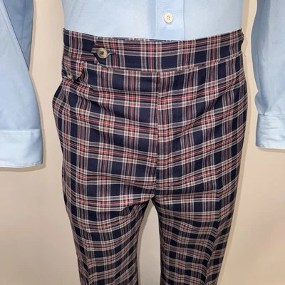 Pantalones Haggar De Colección Para Hombres 36 31 Pierna Ancha Cuadros Traje de Ocio Disco Mod Años 70 80 Foto 1 de 4