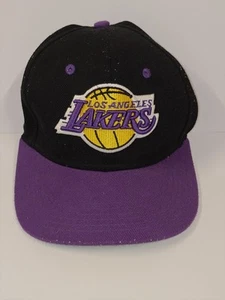 Los Angeles Lakers Hat Cap Mens Fitted 7 5/8 Black Purple New Era NBA Basketball - Picture 1 of 6