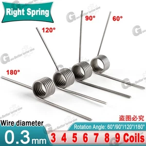 Torsionsfeder (10er Pack), 0,3 mm Drahtdurchmesser, 2 mm - 5 mm Außendurchmesser, rechte Feder - Bild 1 von 27