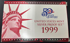 New Listing1999-S U.S. Mint Silver Proof Set 9 Coin Set 90% Silver Quarter with Coa & Box