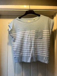 Jack Wills Women's Blue Striped Cap Sleeve T-Shirt Size 12 UK Preowned - Picture 1 of 3