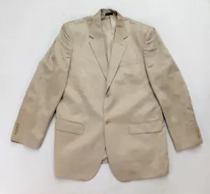 Perry Ellis Men's Blazer Jacket Sport Coat Size 44R Linen Blend Beige - Picture 1 of 22