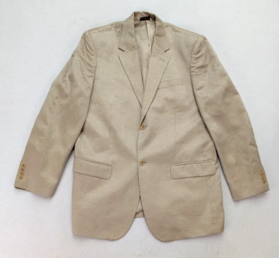 Chaqueta Blazer Abrigo Deportivo Perry Ellis Para Hombre Talla 44R Mezcla de Lino Beige Foto 1 de 4