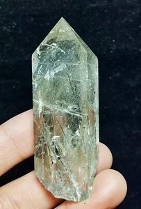 RARE ! Natural Clear Golden Hair Rutilated Quartz Crystal Love Point Specimen - Picture 1 of 9