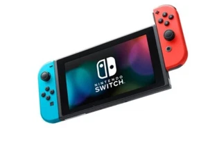 Nintendo HADSKABAH Switch avec JoyCon bleu fluo et rouge fluo - Photo 1 sur 2