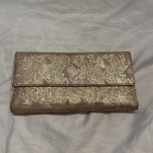 Portafoglio vintage Neiman Marcus oro metallizzato porta carte pochette RARO scintillante - Foto 1 di 12