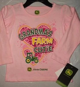 NUEVO CON ETIQUETAS John Deere Niñas Rosa Manga Larga Camiseta Top 12M 18M 24M ¡Gran Regalo! - Imagen 1 de 2