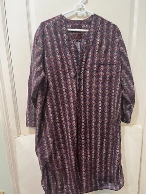 Camisa de dormir vintage Nordstrom grande azul rojo botón tela ancha algodón Foto 1 de 4