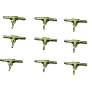 Brass Hose Barb Reducing Tee Reducer Fitting 1/4" X 1/4" x 1/8" for Air Fuel 9Pc - Picture 1 of 2