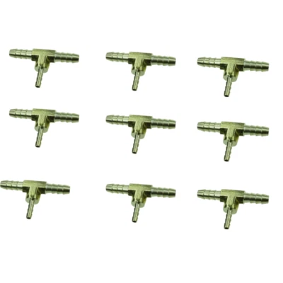 Brass Hose Barb Reducing Tee Reducer Fitting 1/4" X 1/4" x 1/8" for Air Fuel 9Pc - Image 1 of 2
