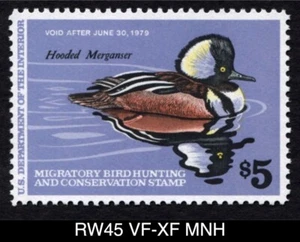 RW45 ss-vz postfrisch mit Kapuze Merganser 1978 US Bund Ente Briefmarke Wasservögel postfrisch - Bild 1 von 3