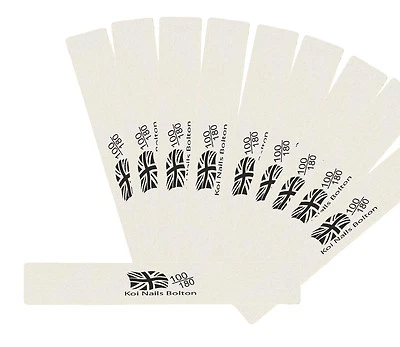 KOI Weiße längliche Salon Emery Nagelfeile 100 / 180 Körnung Nagelfeilen Maniküre Flagge