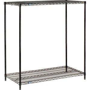 Nexel Black Epoxy 2 Tier Wire Shelving Starter Unit 48"W x 14"D x 34"H - Picture 1 of 1