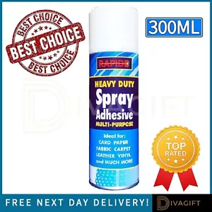 SPRAY ADHESIVE CONTACT GLUE STRONG TAPE FABRIC CARPET FOAM NEW 300ML HEAVY DUTY - Picture 1 of 8