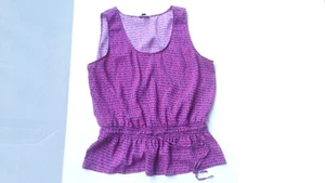 Ann Taylor rosa und schwarze ärmellose Bluse mit Bindebund Gr. L - Bild 1 von 2