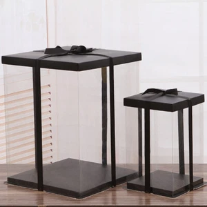 Large Clear PVC Gift Boxes Cake Candy Packaging Transparent Box Wedding Favors - Picture 1 of 98