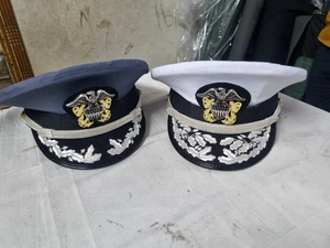 Us Navy Captain And Admiral Hats Set Of Two - Picture 1 of 6