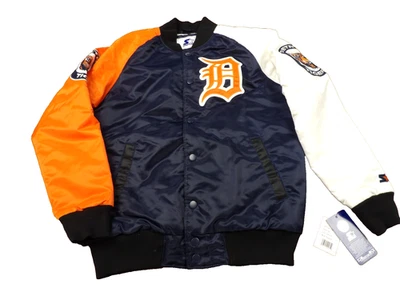 NWT STARTER RETRO MLB DETROIT TIGERS QUILTED SATIN JACKET SIZE M - Image 1 of 4