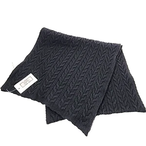 Sciarpa Neiman Marcus 100% Lana Merino Maglia Cavo Unisex Nera Invernale Made Italy - Foto 1 di 11