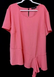 Rebel 3X Rosa Kurzarm Rundhals Stretch Asymmetrischer Saum Tunika Oberteil - Bild 1 von 6