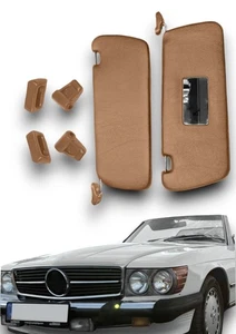 Sonnenblenden Sunvisor Paar mit Stangen + Clips für Mercedes SL R107 dattel - Picture 1 of 4