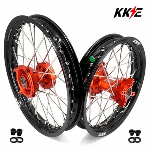 KKE 1.4*14/1.6*12'' Kid's Wheels Rims Set Fit KTM SX65 2025 CNC Orange Hub - Picture 1 of 12