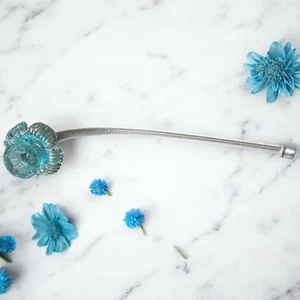 Vintage Venetian Murano Blue Glass Flower Twist Stem Chandelier Replacement Part - Picture 1 of 8