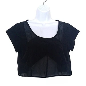 NEW Nasty Gal Sexy Black Crop Top Goth Punk Party Semi Sheer Pullover NWOT Sz S - Picture 1 of 5