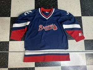 Vintage Atlanta Braves Baseball Hockey Jersey Youth Sz XL Starter MLB 90s - Picture 1 of 7
