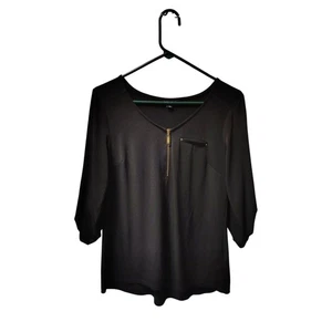 roz & ali Small Damen Langarmbluse Half Zip schwarz - Bild 1 von 6