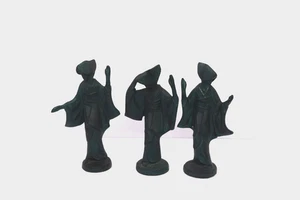 Juego de 3 estatuillas vintage de hierro fundido para dama geisha japonesa bailando sin marca - Imagen 1 de 10