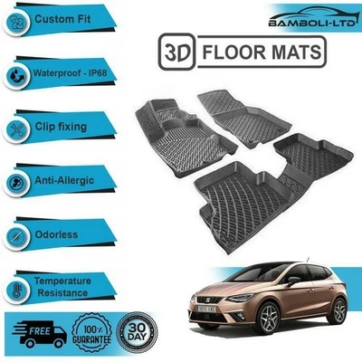 Alfombrilla interior coche moldeada 3D para SEAT Ibiza 2017-UP (Negro) Foto 1 de 4