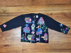 Michael Simon Girl Button Up Embroidered Bird Top Size 4/5 - Picture 1 of 6