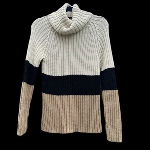 Y2K Vintage Nueva York y Corea/Algodón Bloque de Color Acanalado Slouch Cuello de Tortuga, M - Imagen 1 de 5