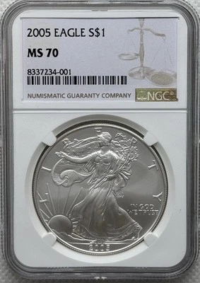 2005 W $1 Silver Eagle NGC MS70 - Image 1 of 2