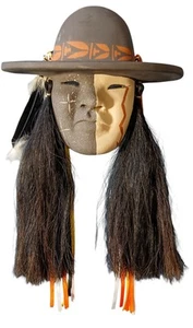 Fannie Loretto Ton Maske Jemez Isleta Pueblo Indianer Wandbild Pferdehaar - Bild 1 von 9