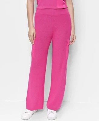Pantalones cargo DKNY tejidos pierna recta para mujer M Wild Berry cintura elástica tirar Foto 1 de 4