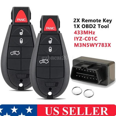 2 Key Fob + 1 Programmer For 2008 2009 2010 Dodge Charger IYZ-C01C M3N5WY783X - Image 1 of 4