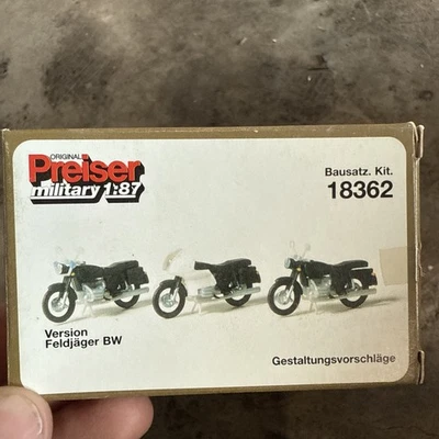 PREISER 18362 Confezione con Kit 3 Moto Feldjager BW scala H0 - Image 1 of 4