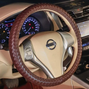 Herren Lenkradbezug Leder für Auto Braun Handgefertigt Wheel Wrap Hand-Made U - Bild 1 von 12