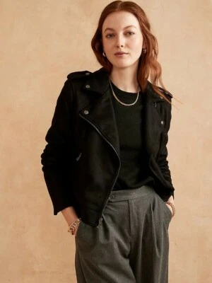 Banana Republic $159.99 Vegan Suede Moto Jacket, Size XS Black - Image 1 of 4