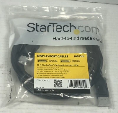 NEW StarTech DisplayPort 1.2 (Male) to DisplayPort 1.2 (Male) 4K Cable 10ft 3m  - Image 1 of 3