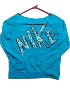 Nike Suéter Mujer M Azul Canguro Bolsillo Pullover Sudadera Cuello Redondo Talla - Imagen 1 de 12