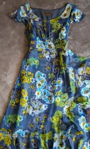 Women's Silk Floral Midi Dress by Fenn Wright Manson. Size 8 - Picture 1 of 11