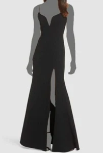 $398 Jill Stuart Women's Black Sleeveless High-Slit Gown Formal Evening Dress 10 - Picture 1 of 4