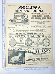 Vtg Advertising The Graphic April 18 1891 Double Sided Phillips Minton China - Imagen 1 de 6
