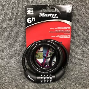 Master Lock 8114D Set Tu Propia Combinación Cable de Bloqueo de Bicicleta 6 pies de Largo Negro NUEVO - Imagen 1 de 8
