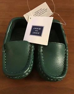 Janie & Jack GRÜN Leder Fahrschuh Halbschuh Baby Junge• Größe 4 NEU - Bild 1 von 9